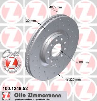 ZIMMERMANN - 100.1249.52 - Тормозной диск (Тормозная система)