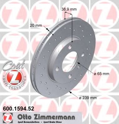 ZIMMERMANN - 600.1594.52 - Тормозной диск (Тормозная система)