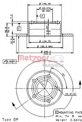 METZGER - 14475 - Тормозной диск