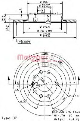 METZGER - 14853 V - Тормозной диск