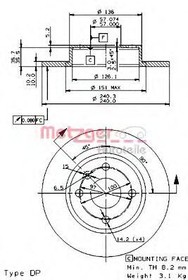 METZGER - 14859 - Тормозной диск