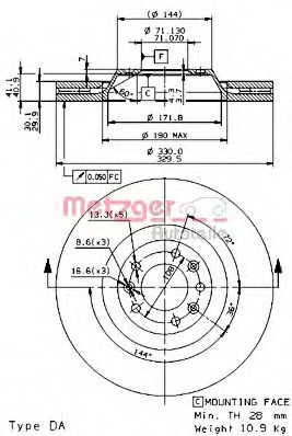 METZGER - 24877 E - Тормозной диск