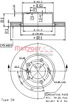 METZGER - 24945 V - Тормозной диск