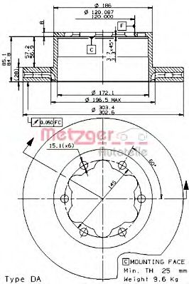 METZGER - 25054 E - Тормозной диск