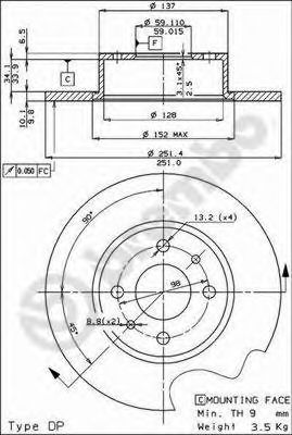 BREMBO - 08.3126.14 - Тормозной диск (Тормозная система)