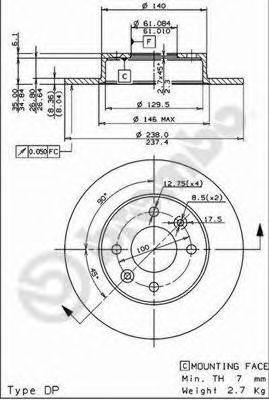 BREMBO - 08.3147.14 - Тормозной диск (Тормозная система)