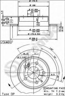 BREMBO - 08.4738.14 - Тормозной диск (Тормозная система)