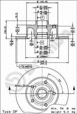 BREMBO - 08.6911.14 - Тормозной диск (Тормозная система)