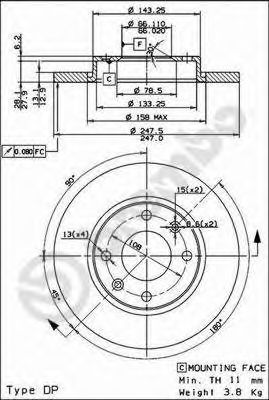 BREMBO - 08.7351.14 - Тормозной диск (Тормозная система)