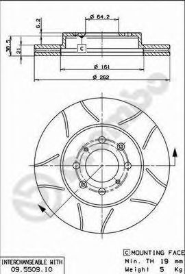 BREMBO - 09.5509.75 - Тормозной диск (Тормозная система)