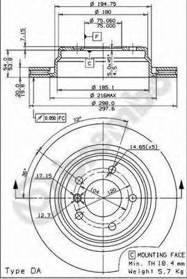 BREMBO - 09.6841.11 - Тормозной диск (Тормозная система)