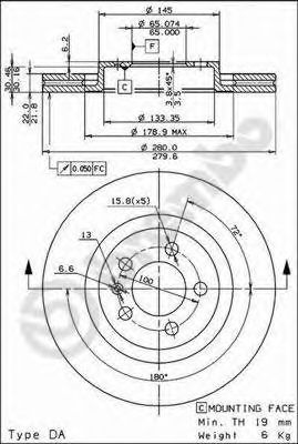 BREMBO - 09.7012.11 - Тормозной диск (Тормозная система)