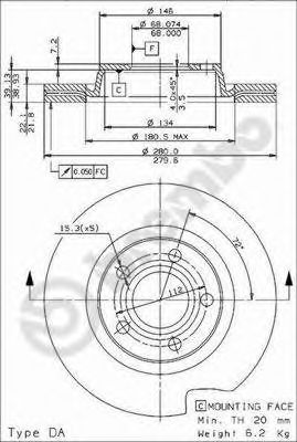 BREMBO - 09.7196.11 - Тормозной диск (Тормозная система)