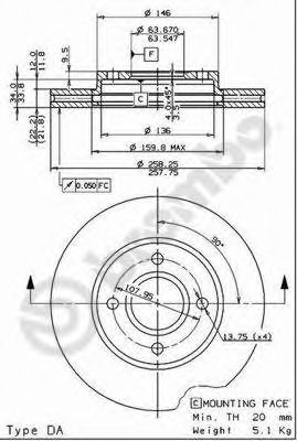 BREMBO - 09.7806.11 - Тормозной диск (Тормозная система)