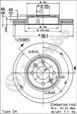 BREMBO - 09.8137.21 - Тормозной диск (Тормозная система)