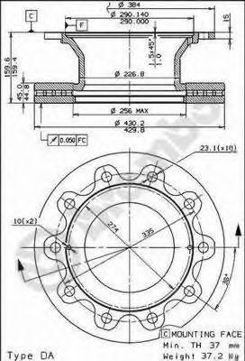 BREMBO - 09.8472.10 - Тормозной диск (Тормозная система)