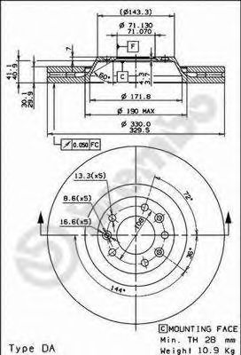 BREMBO - 09.8670.11 - Тормозной диск (Тормозная система)