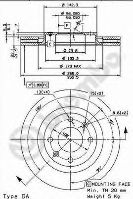 BREMBO - 09.8695.11 - Тормозной диск (Тормозная система)