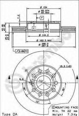 BREMBO - 09.9145.11 - Тормозной диск (Тормозная система)