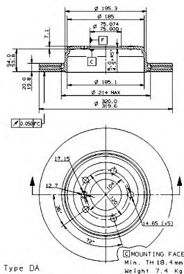 BREMBO - 09.9425.10 - Тормозной диск (Тормозная система)