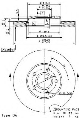 BREMBO - 09.9464.11 - Тормозной диск (Тормозная система)