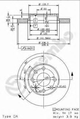 BREMBO - 09.9607.14 - Тормозной диск (Тормозная система)