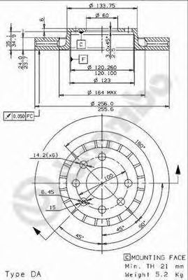 BREMBO - 09.9608.24 - Тормозной диск (Тормозная система)