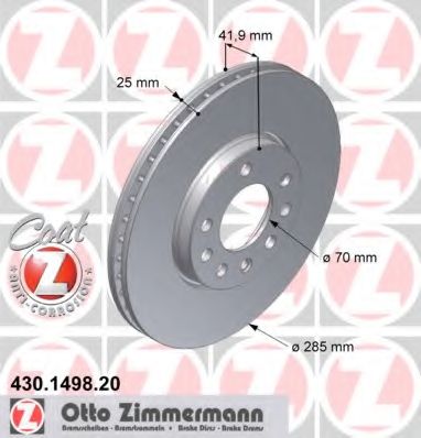 ZIMMERMANN - 430.1498.20 - Тормозной диск (Тормозная система)