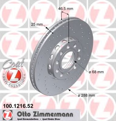 ZIMMERMANN - 100.1216.52 - Тормозной диск (Тормозная система)