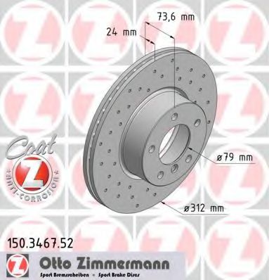 ZIMMERMANN - 150.3467.52 - Тормозной диск (Тормозная система)