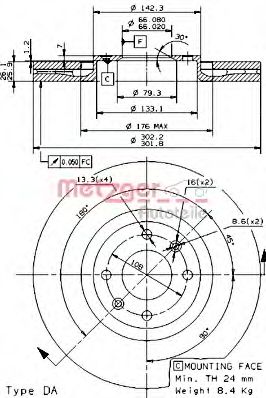 METZGER - 24979 E - Тормозной диск