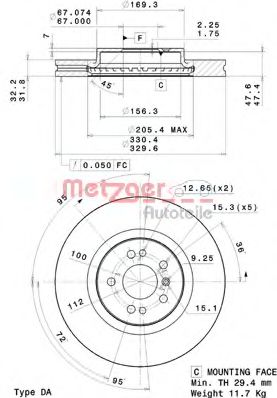 METZGER - 25064 V - Тормозной диск