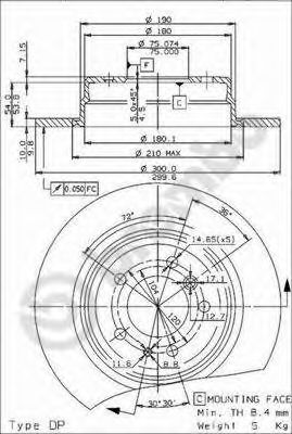 BREMBO - 08.5174.34 - Тормозной диск (Тормозная система)