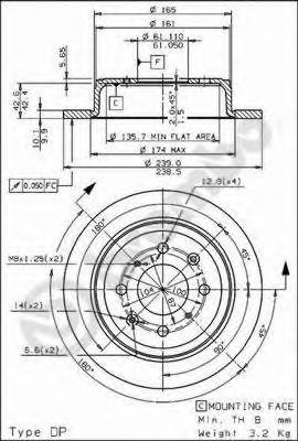 BREMBO - 08.7104.75 - Тормозной диск (Тормозная система)