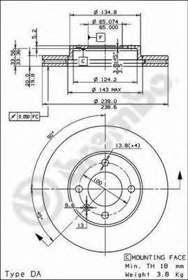 BREMBO - 09.4765.14 - Тормозной диск (Тормозная система)