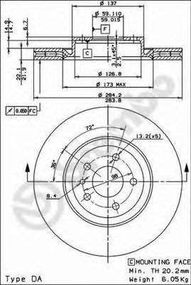 BREMBO - 09.4939.21 - Тормозной диск (Тормозная система)