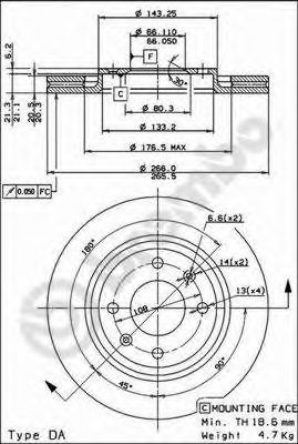 BREMBO - 09.4987.24 - Тормозной диск (Тормозная система)