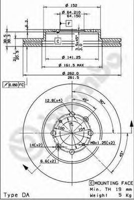 BREMBO - 09.5509.11 - Тормозной диск (Тормозная система)