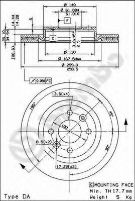 BREMBO - 09.5802.21 - Тормозной диск (Тормозная система)