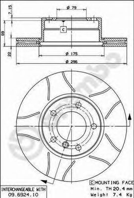 BREMBO - 09.6924.75 - Тормозной диск (Тормозная система)