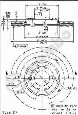 BREMBO - 09.6997.24 - Тормозной диск (Тормозная система)