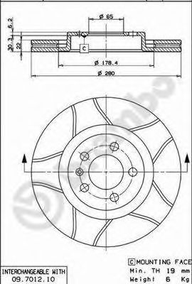 BREMBO - 09.7012.75 - Тормозной диск (Тормозная система)