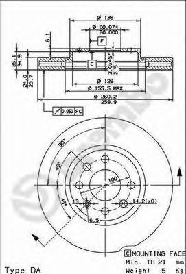 BREMBO - 09.8601.75 - Тормозной диск (Тормозная система)