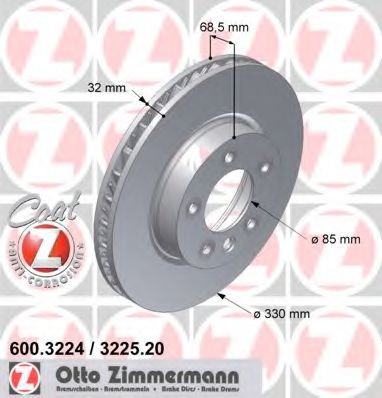 ZIMMERMANN - 600.3224.20 - Тормозной диск (Тормозная система)