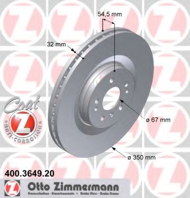 ZIMMERMANN - 400.3649.20 - Тормозной диск (Тормозная система)