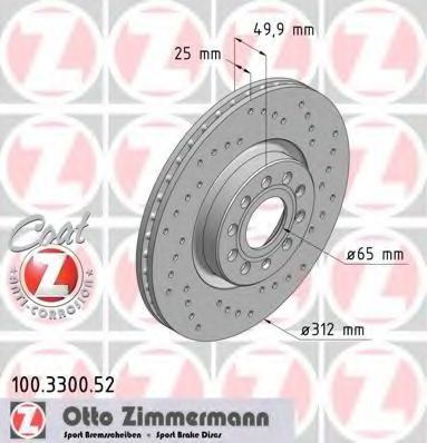 ZIMMERMANN - 100.3300.52 - Тормозной диск (Тормозная система)