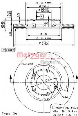 METZGER - 24851 V - Тормозной диск