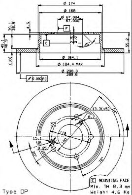 BREMBO - 08.7211.20 - Тормозной диск (Тормозная система)