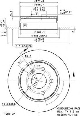 BREMBO - 08.A737.11 - Тормозной диск (Тормозная система)