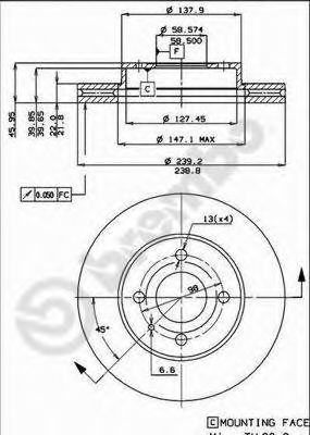 BREMBO - 09.3140.10 - Тормозной диск (Тормозная система)